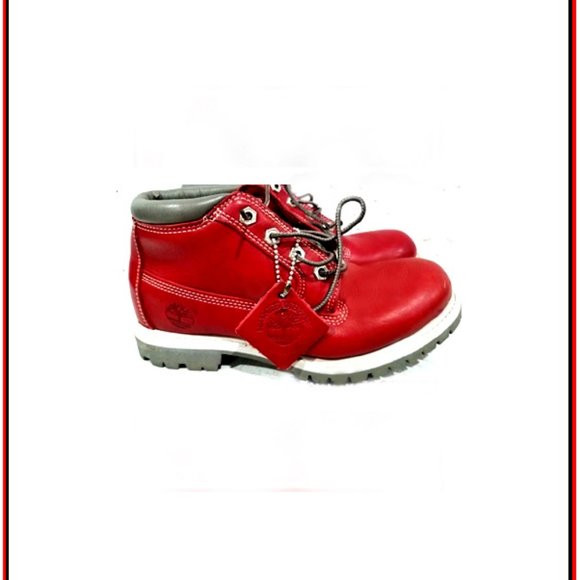 Rare & Unique Women's Deep Red Timberland Top Grade Genuine Leather Boots - Picture 3 of 6